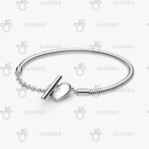 Pandora Heart T-Bar Snake Chain Bracelet